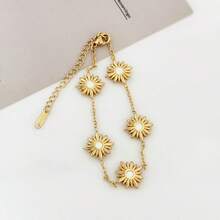 1 pieza Pulsera minimalista elegante y de moda personalizada de acero inoxidable, no se desvanece, adecuada para el uso diario de las mujeres - Pulsera con forma de girasol - Ver 5