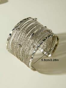 1件极简半圆形镂空几何C形金属手镯，珠宝礼品，适合派对和宴会场合 - 彩色 - 查看 6