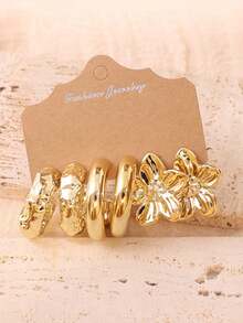 6-18pcs Gold-Tone Fashion Earring Set, Stylish & Elegant, Suitable For Daily, Party, And Event Wear