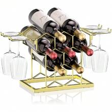 Wine Rack Countertop, 8 Bottle Standing Modern Black Metal Small - 3 Tier Tabletop Wine Holder Stand For Cabinet,39691518 - Multicolor - View 1