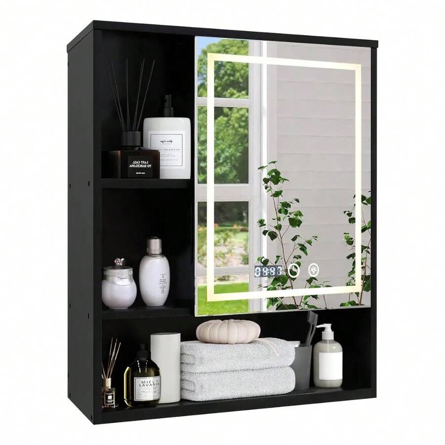 Rectangular Mirror Jia nan JIANAN LED with Storage 60x60cm Black - como en la foto - Ver 1