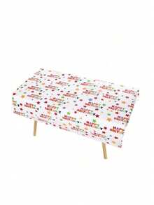 1 pieza Mantel desechable rectangular, mantel impreso a prueba de agua y aceite de PEVA para fiestas/cumpleaños - Patrón de color aleatorio - Ver 7