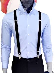 طقم أسود من الساسبندر والربطة العنق، ساسبندر متعدد الاستخدامات مخصص للرجال، إكسسوار بأسلوب أوروبي وأمريكي كاجوال للأداء، العرض 2.5 سم والطول 1 متر - الأسود - مشاهدة 4