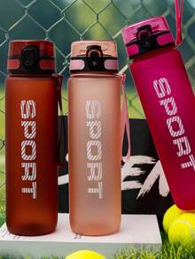 1pc 32oz/1000ml Frosted Leak-Proof Sports Water Bottle, Portable With Strap, Large Capacity Hydration Bottle For Gym, Outdoor, Travel, Suitable For Holiday, Birthday Gift