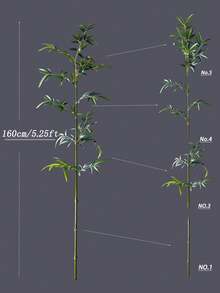 160-195cm Large Fake Bamboo Tree Artificial Palm Plants Tropical Cycas Branch Plastic Bambusa Leaves Green Dracaena Faux Monstera For Home Garden Office Decor 1pc Without Pot - Green - View 15