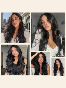 Ladies Long Wavy Synthetic Party Hairpiece - Suitable For Everyday Parties - Heat Resistant Fiber - Gender Neutral - One Size Fits All - 100% Density - Loose Wave Style - Suitable For All Ethnicities - Black - View 5