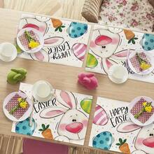 1/2/4/6/8/300 Pcs Luxury Placemat Set, Featuring Modern Minimalist Easter Bunny Pattern Design. Size: 12*18 Inches/30*45 Cm, Multiple Patterns Available, Suitable For Easter Dining And Home Decor. - Multicolor - View 5