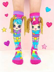 这款过膝女童袜饰有立体编织装饰和卡通图案，趣味十足。四季皆宜，适合各种场合，例如：疯狂的一天、派对、角色扮演、户外活动和日常穿着，也是一份绝佳的礼物。 - 淺粉色 - 查看 6
