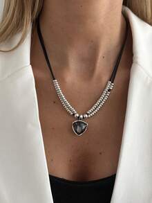 1件波西米亚风几何不对称水晶吊坠项链，优雅奢华，适合日常、派对、度假、情侣约会、女士节日生日等场合，百搭珠宝礼品。 - 項鍊 - 查看 3