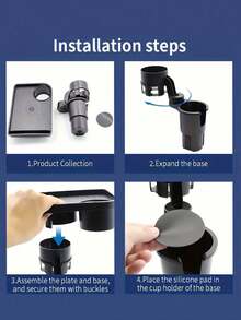 Adjustable Car Cup Holder With 360° Rotating Tray - ABS Plastic Drink & Food Holder, Expandable Tabletop Beverage Rack For SUVs, Trucks, - Heavy-Duty Vehicle Interior Accessory For Hot/Cold Drinks & Snacks, Compatible With - A - View 4