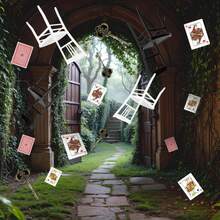 Soulchen 20 Pcs Wonderland Tea Party Decoration Paper Chair Skeleton Key And Poker Card Hanging Banner Wonderland Garland Decoration Background For Birthday Baby Shower Party Supplies - ColorE - 查看 5