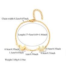 1pc Fashion Initial Heart Golden Stainless Steel Chain Bracelets For Women - Yellow Gold - View 2