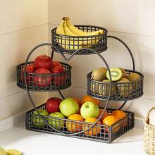 EZIFY Black Heart-Shaped 3-Layer Fruit Bowl Rack - Countertop Storage For Fruits Snacks, Perfect For Party Wedding Picnic Holiday Gift - Black - View 11