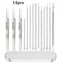 祛痘工具套装，包含黑头去除器、瑕疵去除器和深层清洁面部护理工具 - 粉刺針 - 查看 37