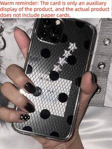 优雅黑色波点蕾丝图案透明软壳手机壳，兼容 17 Pro Max、17 Pro、17、16 Pro Max、16 Pro、16、15 Pro Max、15 Pro、15、14 Pro Max、14 Pro、14、13 Pro Max、13 Pro、13、12 Pro Max、12 Pro、12、11，浪漫创意防震后盖，送给女孩的礼物，情侣礼物。 - 黑色蕾絲波點 - 查看 6