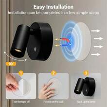 1/2 buah Lampu Dinding Magnetik LED Minimalis Kelas Atas, 3 Suhu Warna, Dapat Diredupkan, Lampu Sorot Sudut yang Dapat Diatur, Cocok untuk Kamar Tidur, Ruang Belajar, Koridor, Pintu Masuk, Pencahayaan Suasana, Lampu Malam - MultiWarna - View 6