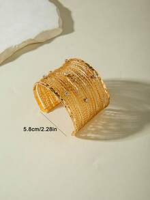 1件极简半圆形镂空几何C形金属手镯，珠宝礼品，适合派对和宴会场合 - 彩色 - 查看 7