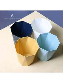 Uncovered Nordic Style Trash Can, Geometric Prism Shape, Matte Finish, Black Or White, Minimalist Design, Suitable For Office, Living Room Corner, Bedroom Bedside, Kitchen, Bathroom As A Distinctive Storage Tool, Made Of PP Material - Multicolor - View 10
