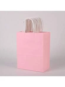 10pcs Gift Bags, Pink Handle Bags, White Paper Bags, Material, Gift Wrapping Bags, Holiday Supplies, Birthday Gifts - Multicolor - View 2