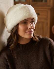 Women's Winter Plush Beanie, Soft Style, Limited Edition, Casual, Fluffy Polyester Faux Fur, Contrast Beanie, Nightwear, Holiday, Home, Daily, Autumn/Winter - Natural - 查看 3