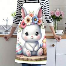 1件复活节兔子围裙，可爱兔子手提花篮和彩色彩蛋设计，是春季庆祝活动的完美之选。这款节日厨房围裙以身穿蓝色外套、被鲜花环绕的可爱兔子为特色，是复活节烹饪烘焙派对的理想之选。 - 彩色 - 查看 11