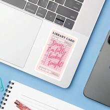 1PC Library Card Sticker, Sorry I'm Fully Booked Tonight Bookish Vinyl Decal, Funny & Aesthetic Reading Sticker For Kindle, Laptop, Water Bottle, Journal, Waterproof & Self-Adhesive Gift - 彩色 - 查看 5