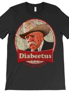Men's Vintage Diabetes Awareness T-Shirt - Funny "I Have Sugar" & "Diabeetus" Slogan With Cowboy Graphic, Soft Breathable Fabric, Casual & Sports Wear, Humorous Gift For Men, Retro Humor Tee, PLUS SIZE - Black - View 2