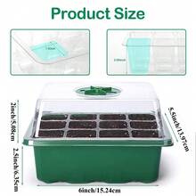 Bandeja de semillero, kit de semillero con cúpula de humedad ajustable y base, invernadero en miniatura para interior para el crecimiento de semillas (12 celdas por bandeja, negro) - Regalo perfecto para Navidad, Año Nuevo y cumpleaños - Conjunto de perfil bajo - Ver 2