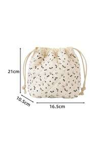 1Pc Flower/Rose/Bow Print Quilting Desktop Upright Drawstring Storage Bag Multifunctional Storage Basket Storage Bucket,Girls Large Capacity Cosmetic Organizer Bag Makeup Bag Toiletry Bag Camera Bag Pencil Holder Cabinet Storage Products,Skincare Storage Basket,Women Cute Make Up Storage Drawstring Bag