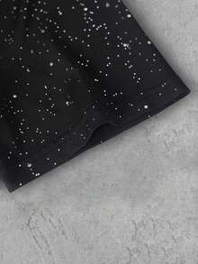 Men's Luxury Casual Slim Fit Turndown Collar Black Starry Short Sleeve Polo Shirt, Summer - Black - View 4