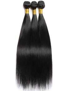 1束和3束装14"16"18"22"26"黑色直发接发,40% Yaki纹理自然黑色直发合成纤维,女士DIY发型 - 黑色 - 查看 10