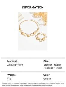 2pcs Minimalist Geometric Necklace & Bracelet Jewelry Set, Suitable For Women's Daily, Party, Banquet, Vacation Occasions, Great Gift For Lover, Friend, Mother - Gold - View 7
