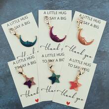 3pcs/6pcs Star & Moon Keychain Set, Comes With Appreciation Hug Card, Ideal Gift For Friends, Family, Decorative Star & Moon Keychain Set, Perfect For Birthday, Party, Ramadan, Holiday Gifts - Multicolor - View 8