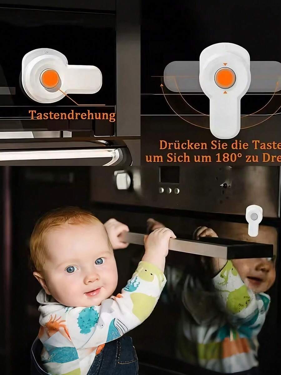 1/3pcs Baby Safety Locks - No Drill Cabinet Door Fridge Oven Lock, Home & Baby Shower Gift - White - View 1
