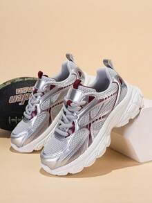 1 đôi giày thể thao buộc dây nhẹ, thoáng khí dành cho thanh thiếu niên, phối màu thời trang, phù hợp để mang hàng ngày, mùa xuân/thu. - Nhiều màu - Xem 8