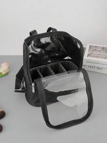 1pc Large Black Shoulder Strap Makeup Brush Storage Bag, Makeup Brush Holder, Vertical Makeup Brush Rack, Professional Travel Makeup Bag With Shoulder Strap And Adjustable Compartments - Multicolor - View 1