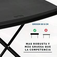 ASDF-EKE Mesa Tablon Plegable Cuadrado 87 cm para Exteriores Interiores Reuniones Jardin Negro - como en la foto - Ver 4