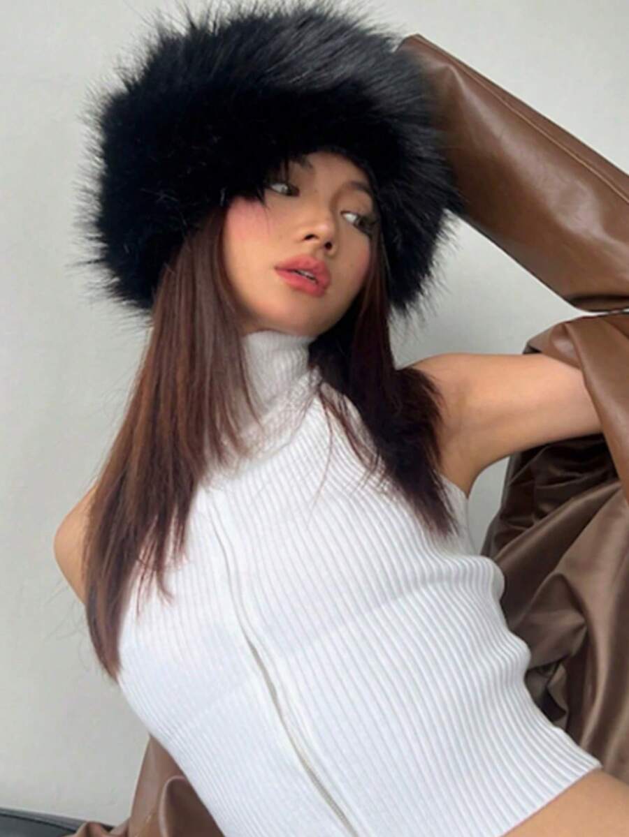 1pc Women's Autumn/Winter Faux Fur Thickened Furry Headband Earmuffs Headwrap Brimless Hat, Warm And Suitable For Daily Use - Multicolor - View 1