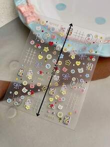 1pc Cartoon Bear Embossed Nail Art Sticker, Cute Cartoon Design, Self-Adhesive Nail Decals, Nail Accessories, Nail Jewelry