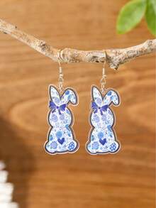 1 Pair Of Acrylic Easter Cute Rabbit, Egg And Chicken Earrings, Suitable For Ladies To Wear At Holiday Parties And As Holiday Gifts - Multicolor 2 - View 6