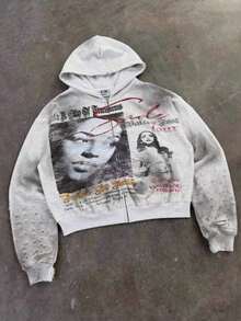 2026 Unisex Retro High Street Hooded Cardigan -  Diamond Print Winter Knit Sweater - 灰色 - 查看 2