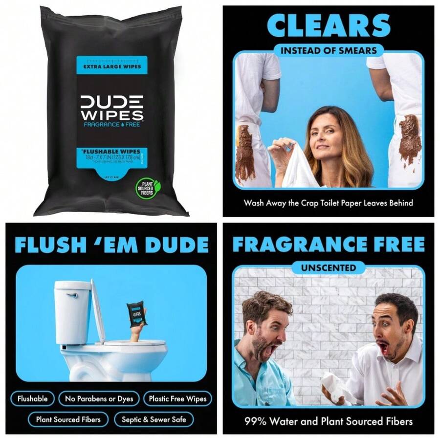 Flushable Wipes For Adults Unscented 18 Count Vitamin E And Aloe Septic - 1 - View 1