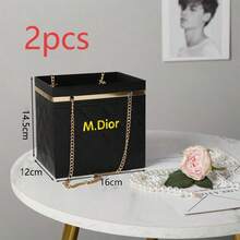 M.Dior 2件套情人节花束礼盒，DIY情人节花束，情人节礼物，情人节礼盒，DIY手工花束礼品，包含花纸盒、花瓶、花店包装袋和金属链，手提包装篮，适用于婚礼和派对 - 彩色 - 查看 8