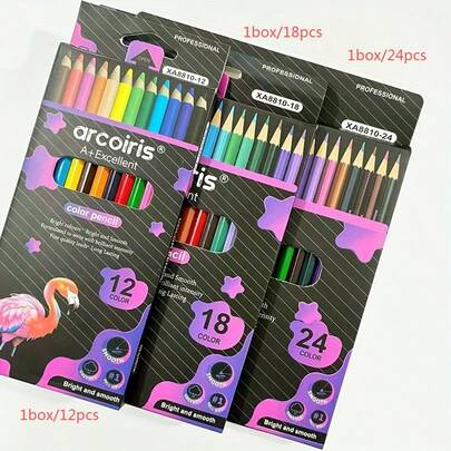 1 Box/12/18/24 Colors Professional Colored Pencil Set, Made Of Wood, Ideal For Adult Painting, Drawing, Coloring, Soft & Multi-Toned Colors, Suitable For Artists, Students, Hobbyists - Great For Fine Art