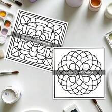 （升级豪华版，加厚纸张，20.5*20.5厘米）《冥想曼陀罗与宁静图案涂色书：24页可爱放松图案》，适合情侣和家庭，适合聚会、情人节、生日和其他节日。绘画和学习用品，24页，书籍，涂色书，学习用品，学校，圣诞节，万圣节，生日，返校礼物，涂色书，水彩画书，成人涂色书 - 單件 - 查看 4