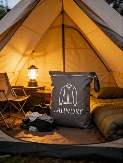Slitstark tvättpåse - blixtlåsförslutning, bärbar förvaringspåse för kläder och resesaker, robusta handtag