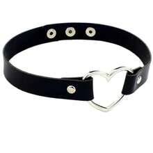 Women's Leather Heart Choker Necklace, Gothic Style - 彩色 - 查看 1