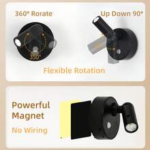1pc/2PCS/4PCS Wireless Sensor Spotlight, 3-Color Adjustable LED Wall Light, Magnetic High-Efficiency Sensor Light, Battery Powered USB Rechargeable Wall Light, Suitable For Hallway, Bedroom, Painting, Art Exhibition And Plant Indoor Spotlight - Multicolor - View 10