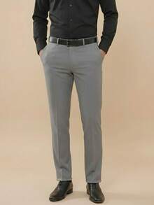 Men's 2-Piece Set - Men's Tailored Slim Fit Executive Polyester Dress Pants, Classic Formal, Lightweight And Stylish. - Trắng và Xám nhạt - Xem 2
