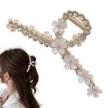 Women Large Metal Frame Sparkling Rhinestone Hair Claw Clips For Long Short Straight Curly Hair - 銀色 - 查看 11